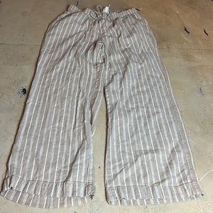 BRIGGS,boutique pants,linen,stripes,coastal,beach,elastic waist,pockets,medium